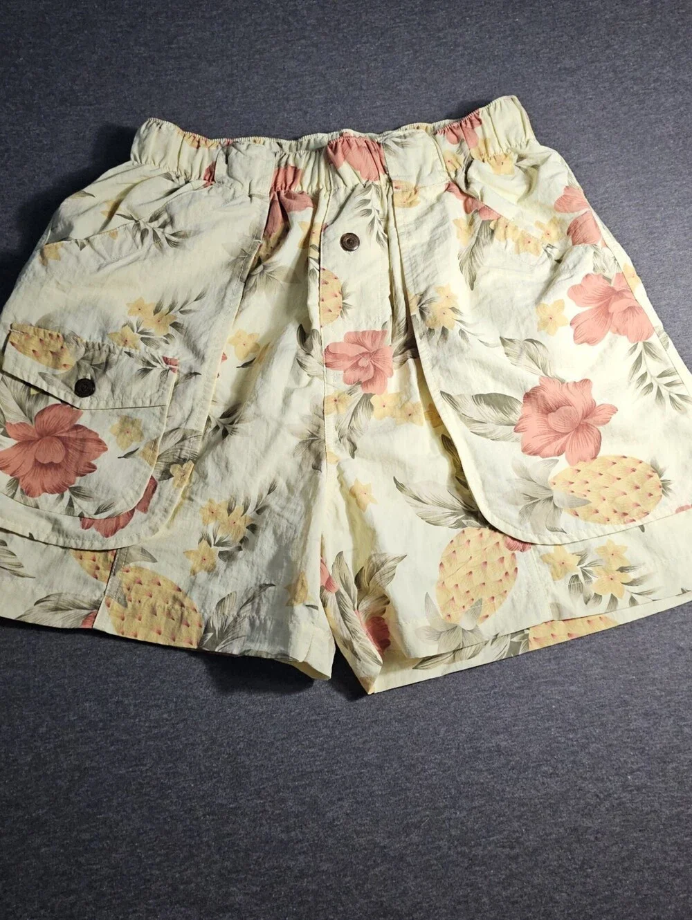 Tommy Bahama Mens Swim/board Shorts Size M Yellow Hawian Pattern Ling Pockets